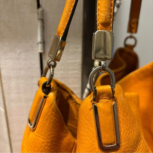 Coach Orange Hobo Shoulder Bag with Chain Strap - Picture 3 of 14